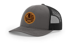 Contender Charcoal/Black Trucker Hat with Patriotic Leather Patch