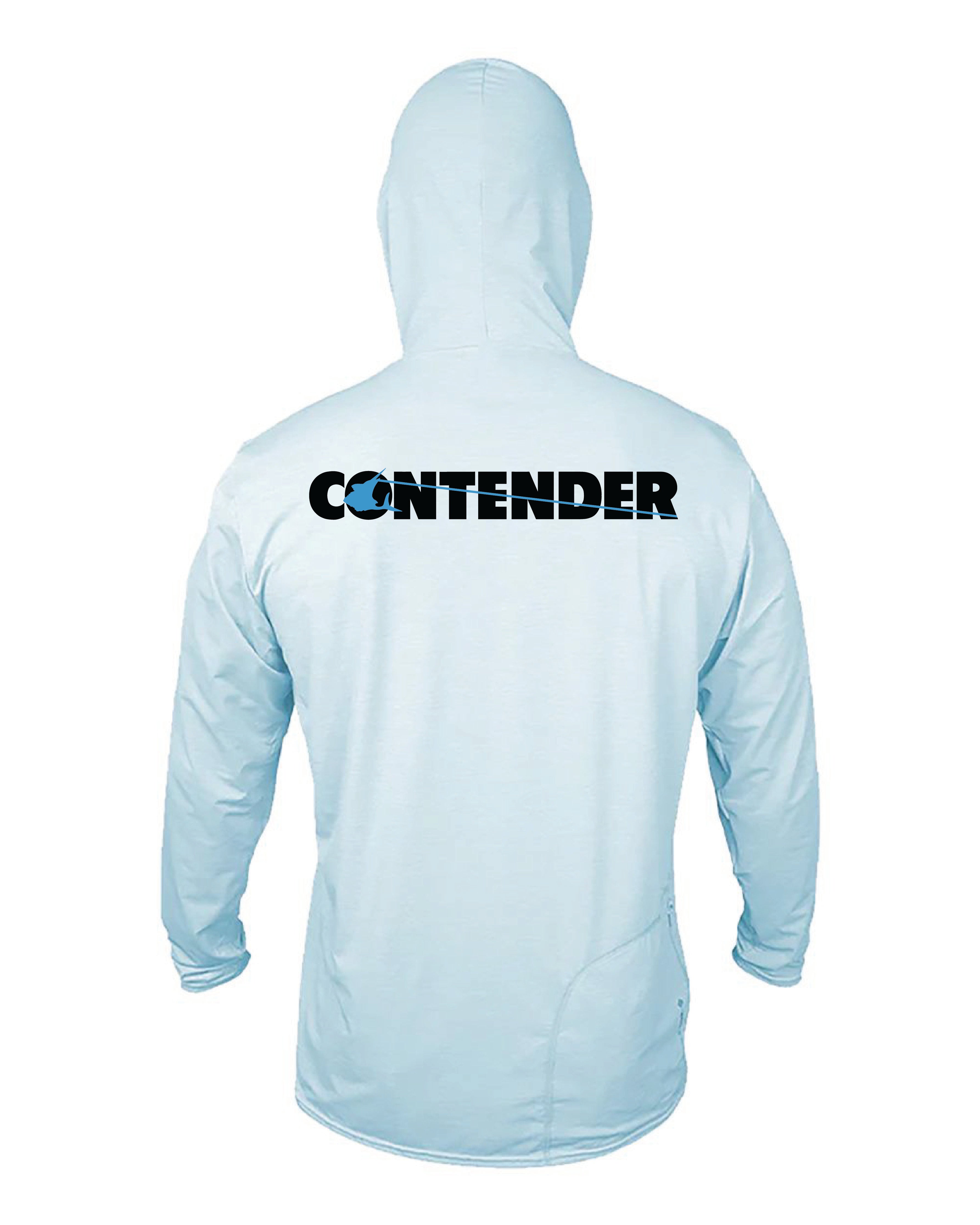 Contender Mens Sky Blue Hooded Long Sleeve Performance Shirt